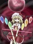  bad_id bad_pixiv_id blonde_hair bow_(weapon) flandre_scarlet hat rainbow_order ribbon short_hair solo touhou weapon wings yoshitsuna 