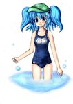  artist_request kawashiro_nitori one-piece_swimsuit school_swimsuit solo swimsuit touhou two_side_up 