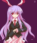  alphes_(style) animal_ears blazer bunny_ears ideolo jacket long_hair parody purple_hair reisen_udongein_inaba skirt solo style_parody touhou very_long_hair 