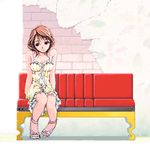  bad_id bad_pixiv_id bench brown_hair dress oekaki original sitting solo une 