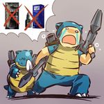  blastoise gen_1_pokemon gun helmet hitec male_focus moemon personification pokemon pokemon_(creature) rocket_launcher rpg shell shirt t-shirt tail tears turtle weapon 