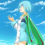  bad_id bad_pixiv_id blue_hair cloud day eureka eureka_seven eureka_seven_(series) flat_chest pink_eyes riru short_hair sky solo spoilers wings 