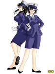  artist_request black_eyes black_hair copyright_request gloves long_hair multiple_girls pencil_skirt police police_uniform policewoman short_hair skirt type51 uniform white_gloves 