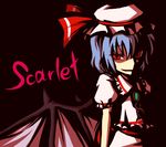  bat_wings blue_hair hat red_hair remilia_scarlet short_hair solo touhou wings yomegane 