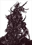  bad_id bad_pixiv_id breasts chitose_rin exdeath final_fantasy final_fantasy_v final_fantasy_vi greyscale horns long_hair monochrome monster neo_exdeath no_humans open_mouth skeleton small_breasts statue thighs underboob 