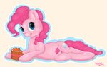  2012 blue_eyes cake cutie_mark cynicalmoose equine female feral food friendship_is_magic fur hair horse licking licking_lips lying mammal my_little_pony on_side pink_fur pink_hair pinkie_pie pinkie_pie_(mlp) plain_background pony pubes pussy solo tongue 