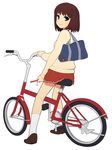  :p bicycle blue_eyes brown_hair copyright_request eddi ground_vehicle school_uniform solo tongue tongue_out 