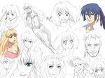  3girls character_request klan_klein macross macross_frontier multiple_boys multiple_girls nira_(niratoro) ozma_lee pointy_ears ranka_lee saotome_alto sheryl_nome sketch thighhighs 