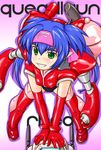  bad_id bad_pixiv_id bent_over blue_hair boots chibi elbow_gloves fang gloves green_eyes head headband klan_klein long_hair macross macross_frontier mecha meltrandi pointy_ears queadluun-rea solo takanaga_kouhei thigh_boots thighhighs twintails vf-1 vf-1j zentradi 