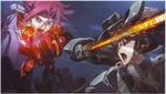  absurdres artist_request chiba_nagisa code_geass code_geass:_lost_colors guren_nishiki highres kallen_stadtfeld mecha multiple_girls scan shouting 