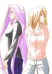  casual fate/stay_night fate_(series) fue_(rhomphair) long_hair mitsuzuri_ayako multiple_girls non-web_source rider short_hair very_long_hair 