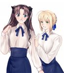  artoria_pendragon_(all) blouse cosplay fate/stay_night fate_(series) multiple_girls non-web_source saber saber_(cosplay) toosaka_rin 
