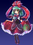  front_ponytail green_hair imeri_fuzuki kagiyama_hina long_hair ribbon solo touhou 