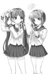  bad_id bad_pixiv_id clannad company_connection cosplay cuteg fujibayashi_kyou fujibayashi_ryou greyscale hair_ribbon hiiragi_kagami hiiragi_kagami_(cosplay) hiiragi_tsukasa hiiragi_tsukasa_(cosplay) hikarizaka_private_high_school_uniform kyoto_animation lucky_star monochrome mouth_hold multiple_girls ribbon ryouou_school_uniform school_uniform serafuku siblings sisters thighhighs twins twintails zettai_ryouiki 