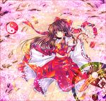  bad_id bad_pixiv_id detached_sleeves hakurei_reimu petals ribbon solo touhou yakumo_rui 