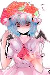  bat_wings blue_hair hat highres i_chi red_eyes remilia_scarlet short_hair solo touhou wings 