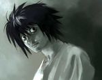  bags_under_eyes black_hair dark death_note denchi horror_(theme) jpeg_artifacts l_(death_note) male_focus realistic solo 