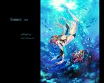  bikini brown_hair bubble crab fish long_hair noki_(affabile) original solo swimming swimsuit underwater wallpaper water 