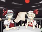  cup flandre_scarlet moon multiple_girls night red_moon remilia_scarlet ruit siblings sisters teacup touhou wings 