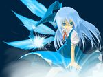  alternate_hair_length alternate_hairstyle cirno hair_down ice long_hair ribbon solo touhou zaki_(artist) 