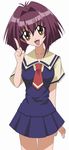  artist_request brown_eyes fangs karin maaka_karin purple_hair school_uniform solo vampire 