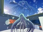  aqua_hair cloud glass hatsune_miku long_hair looking_up outstretched_arms sky solo spread_arms sun sunset tsukumo twintails very_long_hair vocaloid 