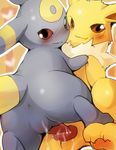  &lt;3 anus back balls black_fur blush butt cum eeveelution frottage fur gay higashi_minatsu hindpaw hug jolteon looking_at_viewer looking_back male nintendo pawpads paws penis penis_on_penis pok&#233;mon pokemon raised_tail red_eyes smile umbreon video_games yellow_fur 