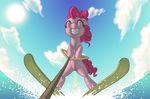  equine female feral friendship_is_magic grin hair horse mammal my_little_pony peeing pink_hair pinkie_pie pinkie_pie_(mlp) pony pussy sky smile solo teeth urine water waterskiing watersports zed001 