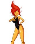 adventure_time blush breasts cartoon_network deadmoon deadmoon_(kein2002) elemental female fire flame_princess highleg long_legs looking_at_viewer one-piece_swimsuit orange_skin solo swimsuit thighs 