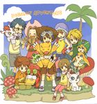  5boys agumon computer digimon digimon_adventure everyone fringe_trim gabumon glasses goggles gomamon happy hat ishida_yamato izumi_koushirou kido_jou laptop multiple_boys multiple_girls mushroom palmon patamon piyomon short_hair tachikawa_mimi tailmon takaishi_takeru takenouchi_sora tears tentomon yagami_hikari yagami_taichi yukke 