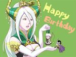  2boys artist_request chibi fu_xi green_background happy_birthday lowres multiple_boys musou_orochi musou_orochi_2 nu_wa taigong_wang white_hair 