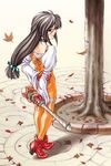  artist_request ass black_hair bodysuit final_fantasy final_fantasy_ix garnet_til_alexandros_xvii latex long_hair orange_bodysuit solo 