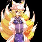  :3 alphes_(style) animal_ears auer bad_id bad_pixiv_id blonde_hair fox_tail hands_in_opposite_sleeves hat long_sleeves parody pillow_hat short_hair solo style_parody tail tassel touhou wide_sleeves yakumo_ran 