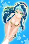  acha animal_print breasts cleavage cosplay eyeshadow horns large_breasts long_hair lum makeup oni solo tiger_print urusei_yatsura 