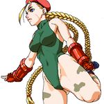  bad_id bad_pixiv_id beret braid cammy_white green_leotard hat leotard long_hair lowres oekaki solo street_fighter ug_(ugg) 