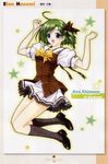  green_hair hasumi_eran highres jpeg_artifacts jumping scan school_uniform shigure_asa short_hair shuffle! socks solo 