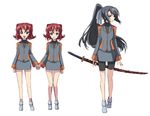  hayakawa_harui katana multiple_girls original siblings sword twins uniform weapon 