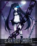  bad_id bad_pixiv_id bikini_top black_hair black_rock_shooter black_rock_shooter_(character) blue_eyes chain long_hair mosho pale_skin short_shorts shorts solo twintails 