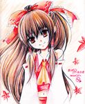  bangs banned_artist hakurei_reimu shikishi solo touhou traditional_media yuuka_nonoko 