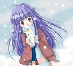  artist_request blue_hair doll furude_rika higurashi_no_naku_koro_ni scarf snow solo winter_clothes 