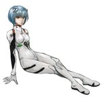  ayanami_rei bad_id bad_pixiv_id blue_hair bodysuit neon_genesis_evangelion plugsuit red_eyes short_hair sitting solo tadano_tsutomu white_bodysuit 