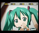  :o camera green_eyes green_hair hatsune_miku ixy long_hair solo twintails viewfinder vocaloid 