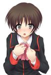  bad_id bad_pixiv_id blush bob_cut bow brown_hair crossdressing little_busters! male_focus masayu naoe_riki otoko_no_ko pink_bow school_uniform short_hair solo 