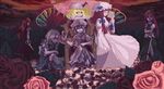  chair dress flandre_scarlet flower hong_meiling izayoi_sakuya koakuma multiple_girls one_knee patchouli_knowledge remilia_scarlet scissors sitting takishima_asaka touhou wings 