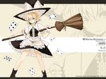  apron blonde_hair boots broom card floating_card frills gloves hat highres kirisame_marisa solo takaharu touhou witch witch_hat 