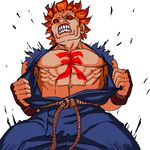  bad_id bad_pixiv_id body_writing gouki heaven_(kanji) lowres male_focus open_clothes open_shirt red_eyes shirt solo street_fighter teeth torn_clothes ug_(ugg) white_background 