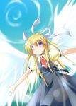  air blonde_hair dousaki_shin'ya kamio_misuzu long_hair ribbon solo wings 