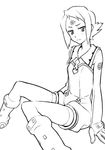  bad_id bad_pixiv_id choobackers32 freckles greyscale lal'c_mellk_mal monochrome short_hair sidelocks sitting solo top_wo_nerae_2! 