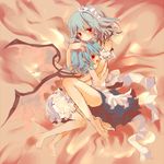  bad_id bad_pixiv_id barefoot bed bloomers blue_hair izayoi_sakuya maid multiple_girls remilia_scarlet sakusakumonoka short_hair silver_hair touhou underwear wings yuri 