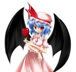  apple bat_wings blue_hair food fruit kachuten red_eyes remilia_scarlet solo touhou wings 